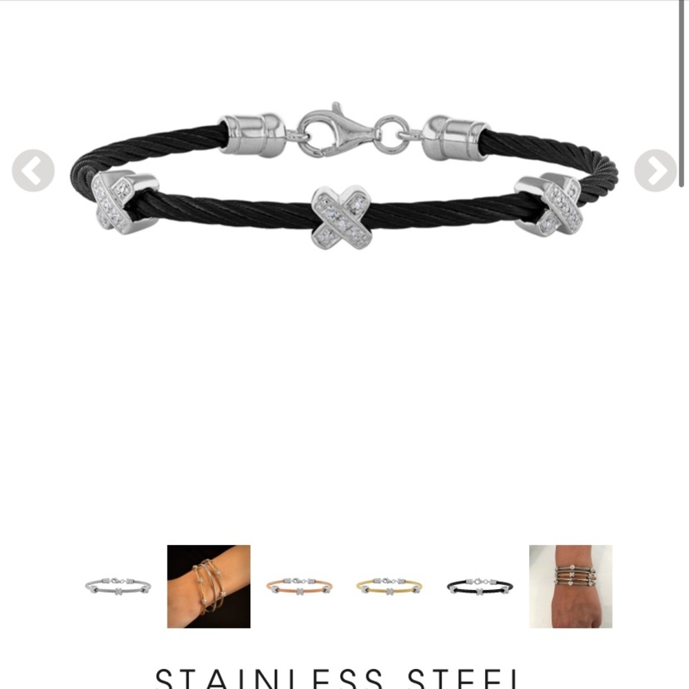 Black and diamond XO bracelets (set of 2)